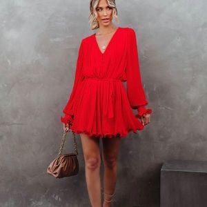 ⭐️Brand New⭐️ Beautiful Red Chiffon Dress on luxe fabric